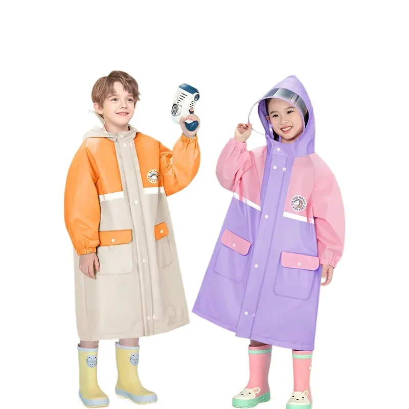 Kids Rain Coat Children\'s Raincoat College Style Kindergarten School Primary School Full Body Waterproof Children\'s Raincoat