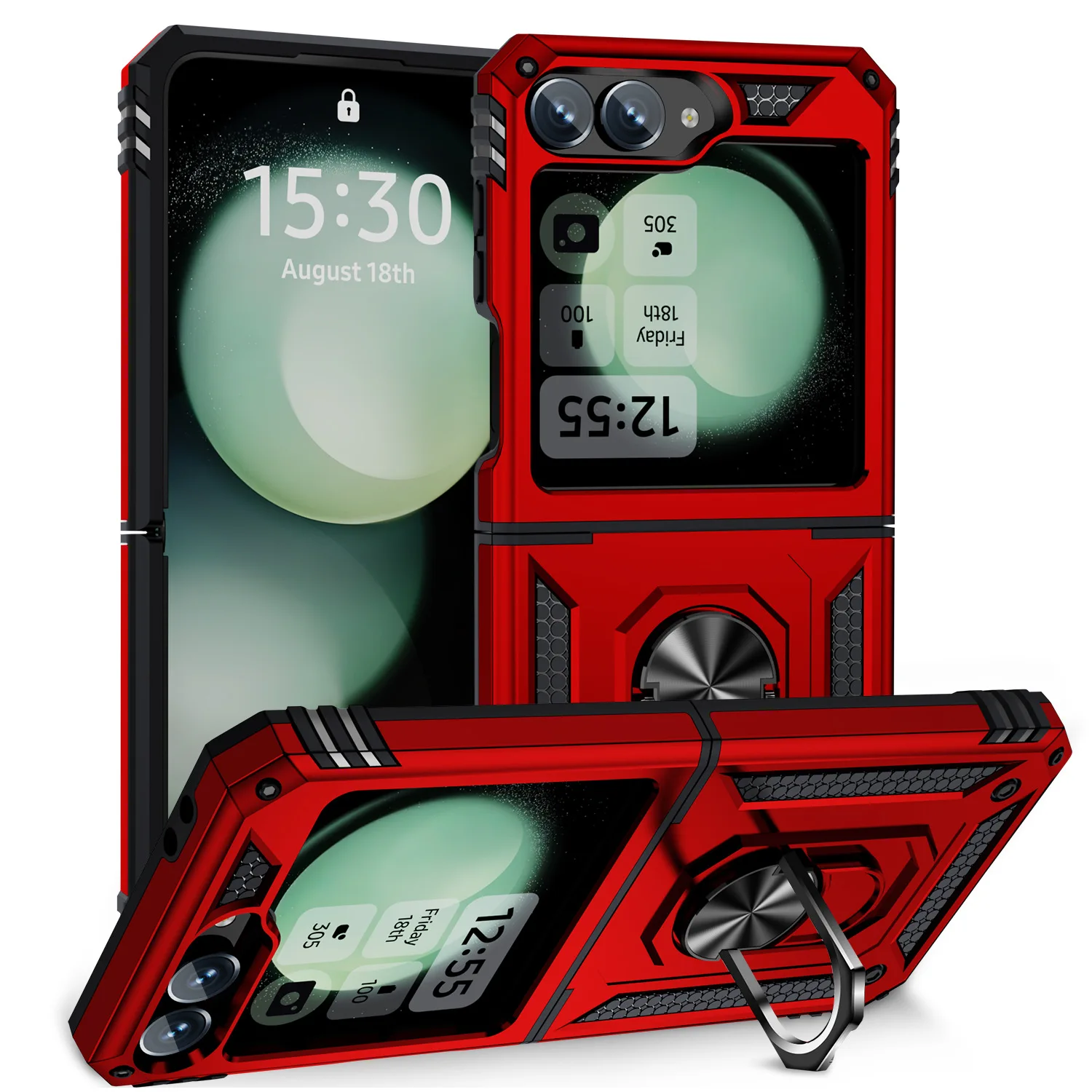 Für Samsung Galaxy Z Flip 7 Z Flip 6 Hülle Scharnierschutz 360 ° Drehring, magnetischer Ständer, stabil, schwer, stoßfest, vollständige Abdeckung – Detail 10