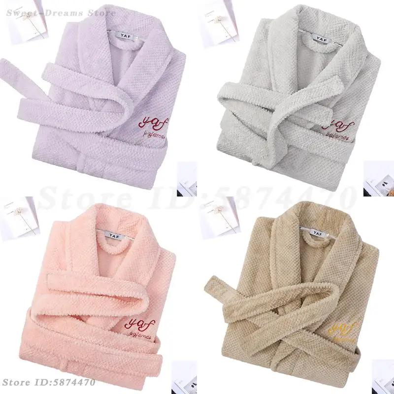 

Coral Fleece Women's Sleepwear Nightgown Thicken Flannel Men's Robe Home Clothes Sexy Bathrobe Kimono Couple Gift Loungewear
