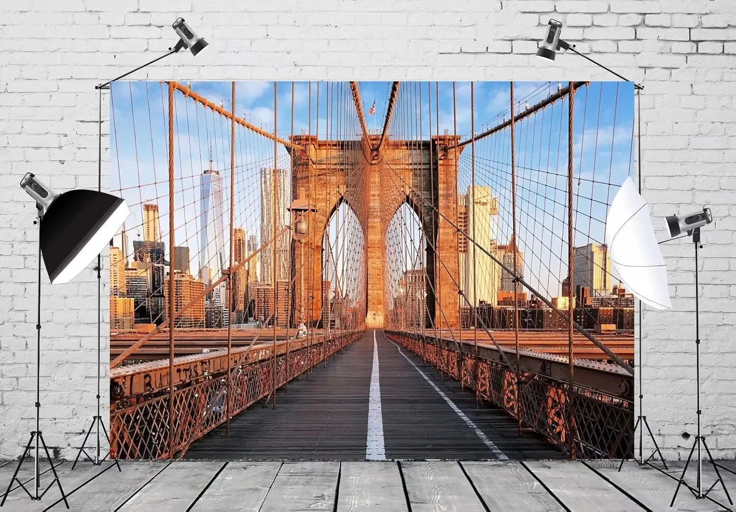 Photography Backdrop Brooklyn Bridge New York Iconic Building City Backdrop American Travel Landmark Photo Wedding Background