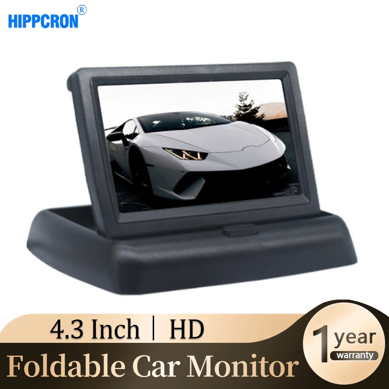 Hippcron 4.3 Inch Car Reverse Monitor Foldable Color TFT LCD HD Screen for Rear View Camera