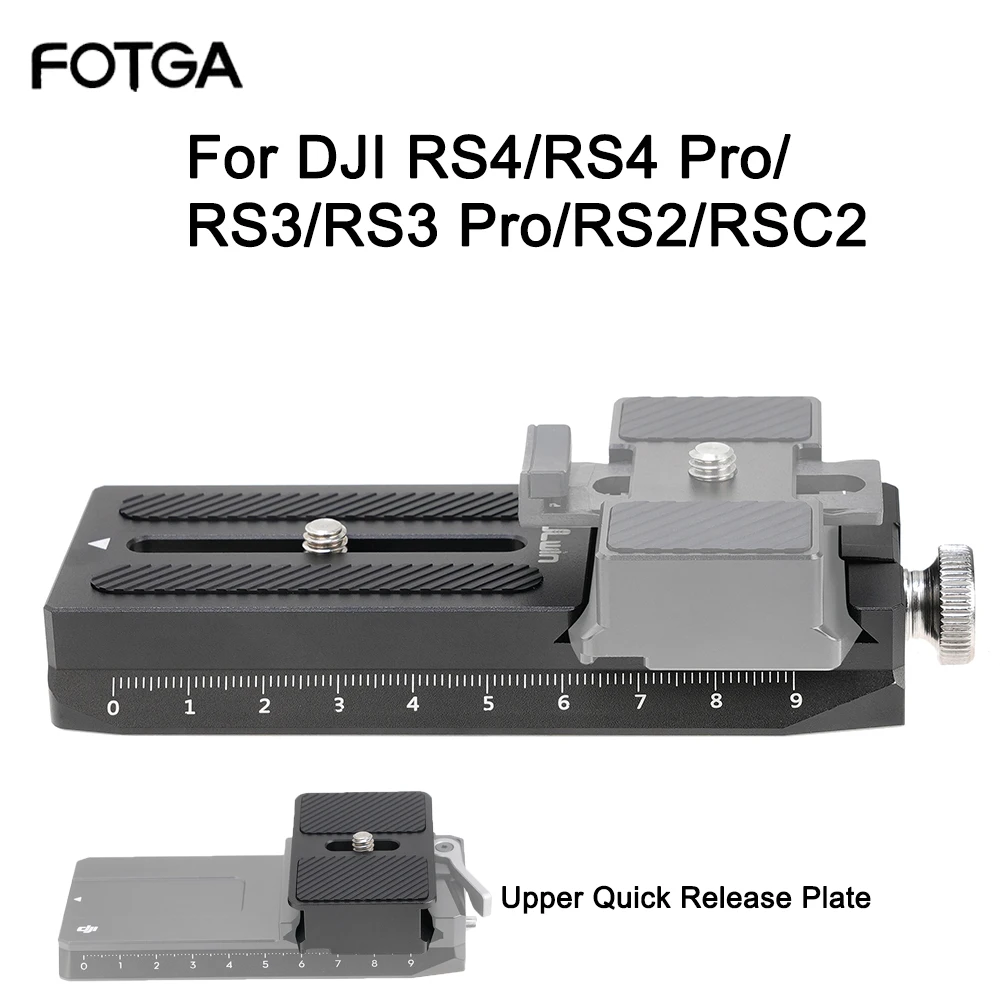 Płytka szybkiego montażu FOTGA z mocowaniem Arca-Swiss do DJI RS4/5/RS4 Pro/RS3/RS3 Pro/RS2/RSC2, umożliwiająca przełączanie między statywami i gimbalem.