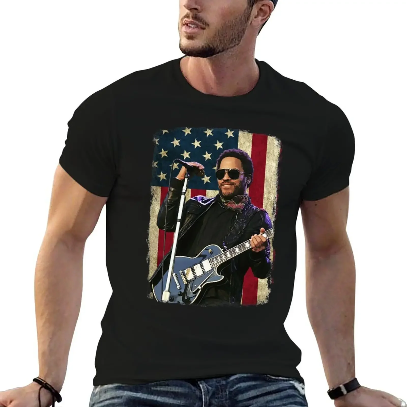 

Vintage American Flag Lenny Kravitz Legend Fitted T-Shirt cute tops tees street wear mens graphic t-shirts pack