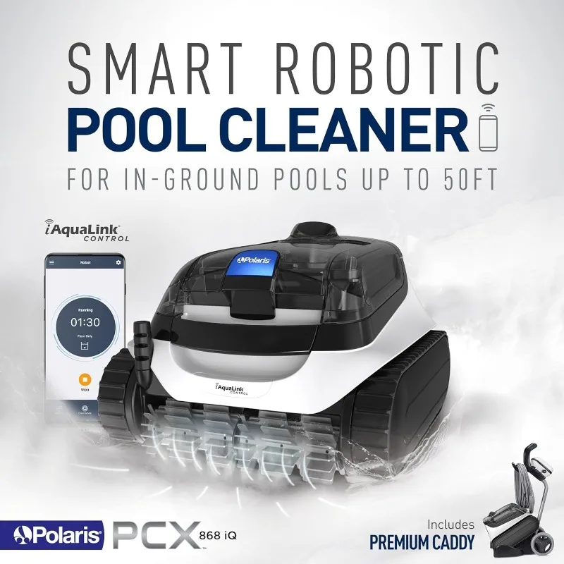 

Polaris PCX 868 iQ Smart Robotic Pool Cleaner for In-Ground Pools up to 50ft, Smart App Control, Large Filter Canister