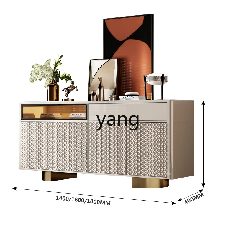 

LXL Light Luxury Sideboard Cabinet Post-Modern Minimalist Entrance Cabinet Solid Wood Hallway Stone Plate Paint