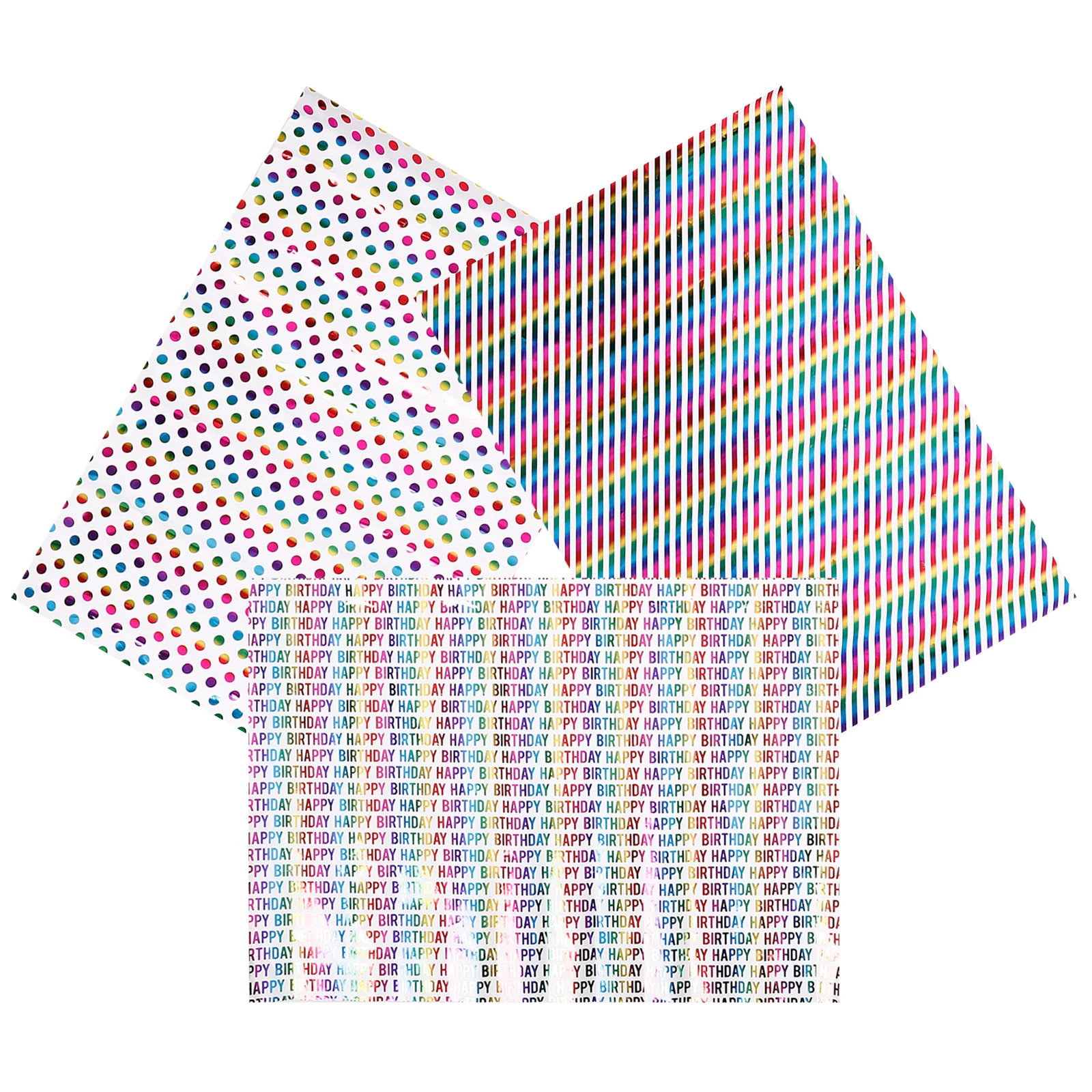 3 Sheets Vibrant Birthday Gift Wrapping Paper Printed Festival Packaging Paper Cartoon Pattern Wrapping Sheets