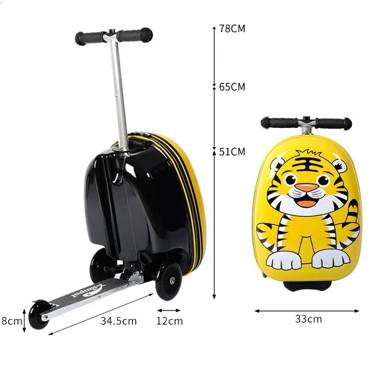 18 Inch Child Suitcase Schoolbag Folding Travel Bag with Wheels for Kids Baby Ride on Luggage Case Cartoon Cute