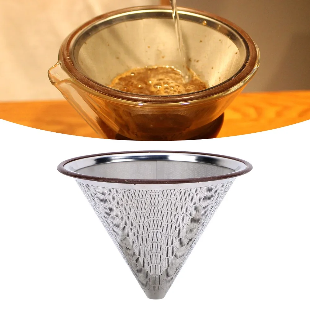 Permanent Cone Dripper Pour Over Coffee Dripper Rubber Loop 1 To 3 Cup Stainless Steel Coffee Filter Best Coffee Maker Silver