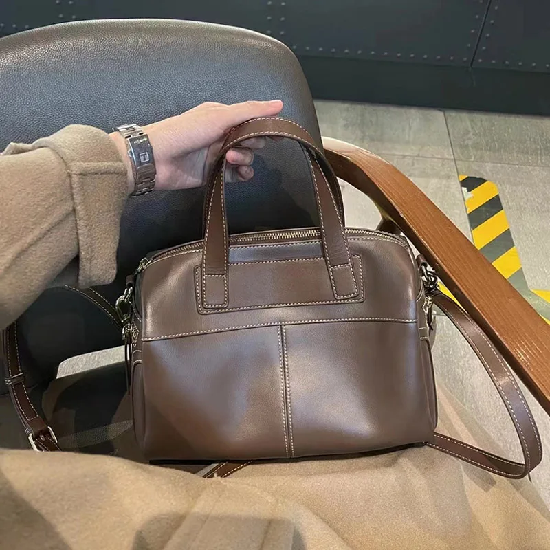 Borse a tracolla in pelle spaccata da donna di moda borse a tracolla da donna con urto di colore di grande capacità borsa da viaggio semplice da