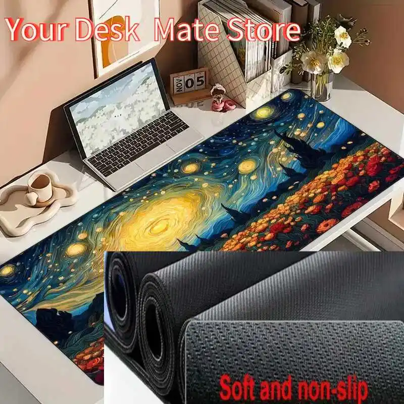 

Иллюстрация в романтическом художественном стиле Коврик для мыши Настольный коврик с противоскользящей основой ed Edge Ruer Аксессуары для ПК Игровые коврики Коврики для мыши