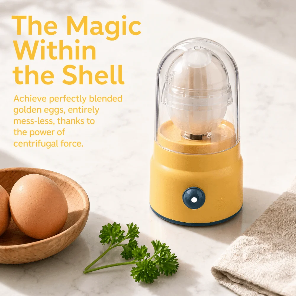 ABS PC Silicone Manual Egg Shaker Drop Resistant Yellow Pink Egg White and Yolk Mixer Portable 10 Second Mixing Egg Spinner