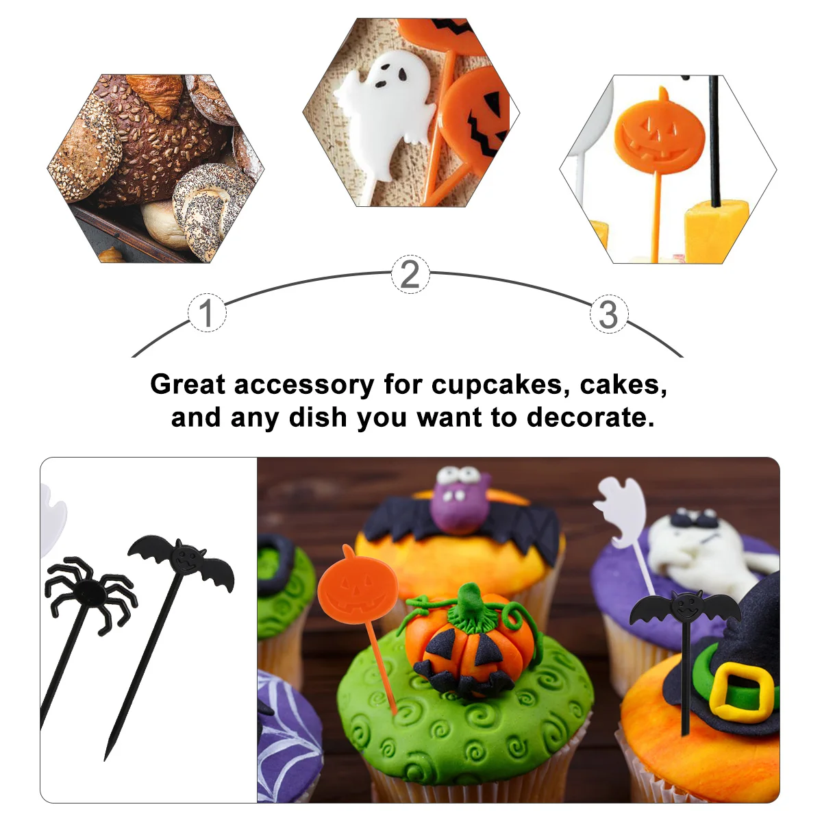 

40pcs Fruit Stick Cake Topper Halloween Decorations Insert Card Creative Toppers Unique Food Picks Party Supplies