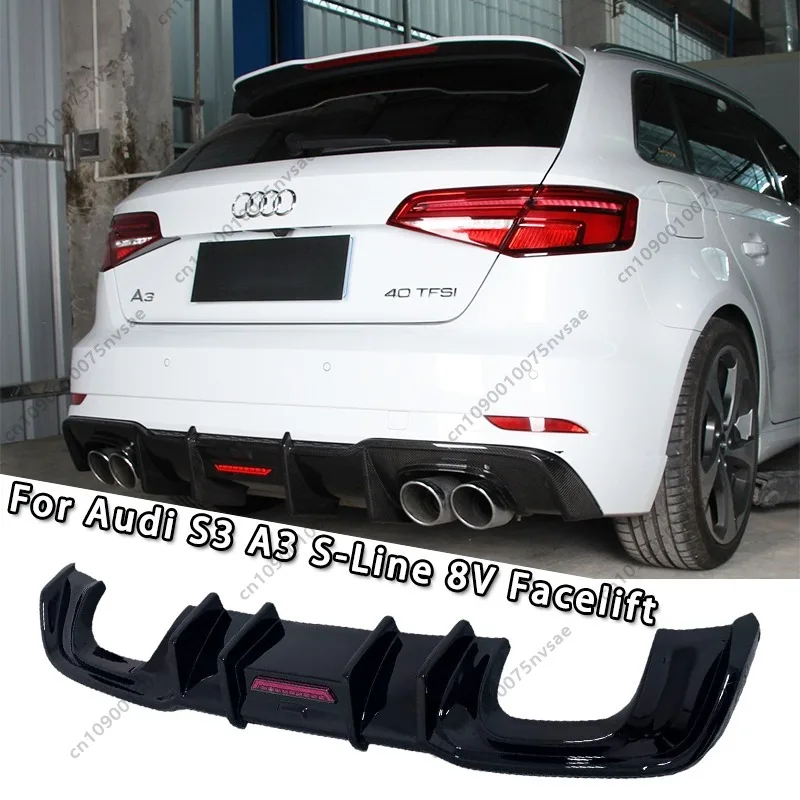 

LED Light Rear Bumper Valance for Audi A3 S-line / S3 8V Facelift 2016-2020 Sportback 5Door (Not for A3 No S-Line) Rear Diffuser