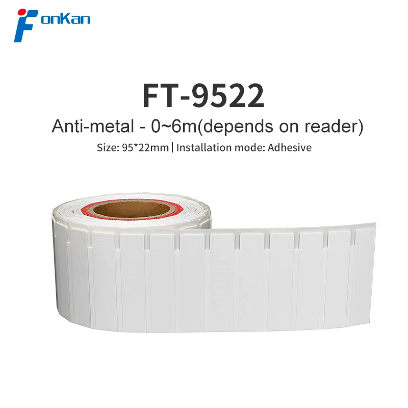 500 PCS/ม้วน UHF RFID ป้ายโลหะ 95*22 มม.โลหะ RFID ป้ายสติกเกอร์ UHF สําหรับ Asset Management UHF RFID Anti-ป้ายโลหะ