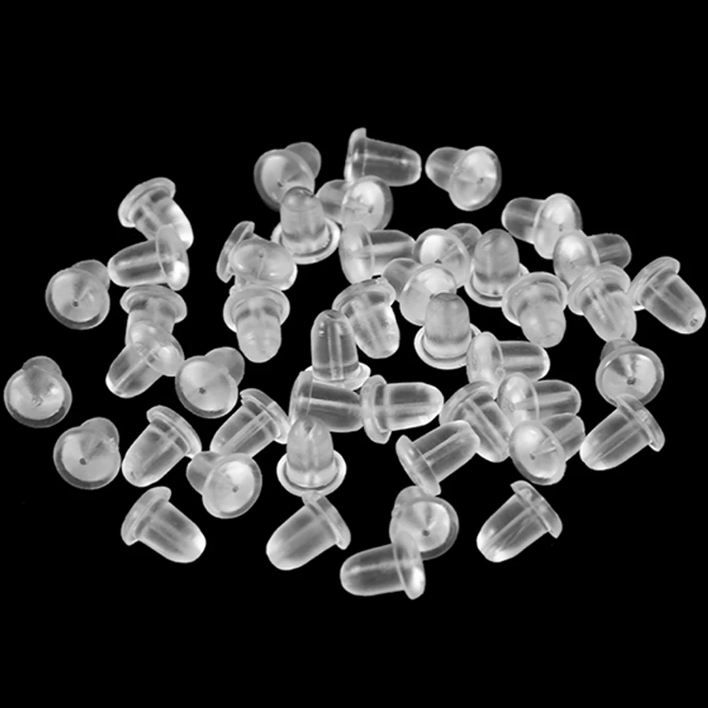 

200-1000pcs/lot Soft Silicone Rubber Earrings Bullet Plastic Ear Plugging/blocked Earring Back DIY Jewelry Accessories