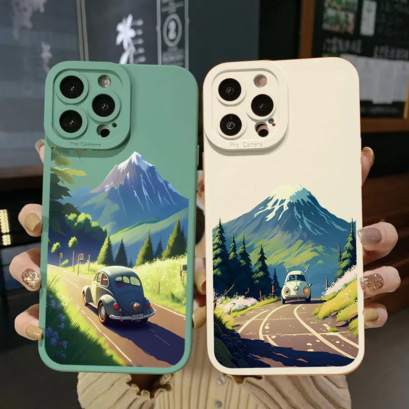 Phone Case for iPhone 11 12 13 14 Pro Max 7 8 Plus SE 2020 X XR XS Cover Travel Mountain Scenery Soft Silicone Back Shell Fundas