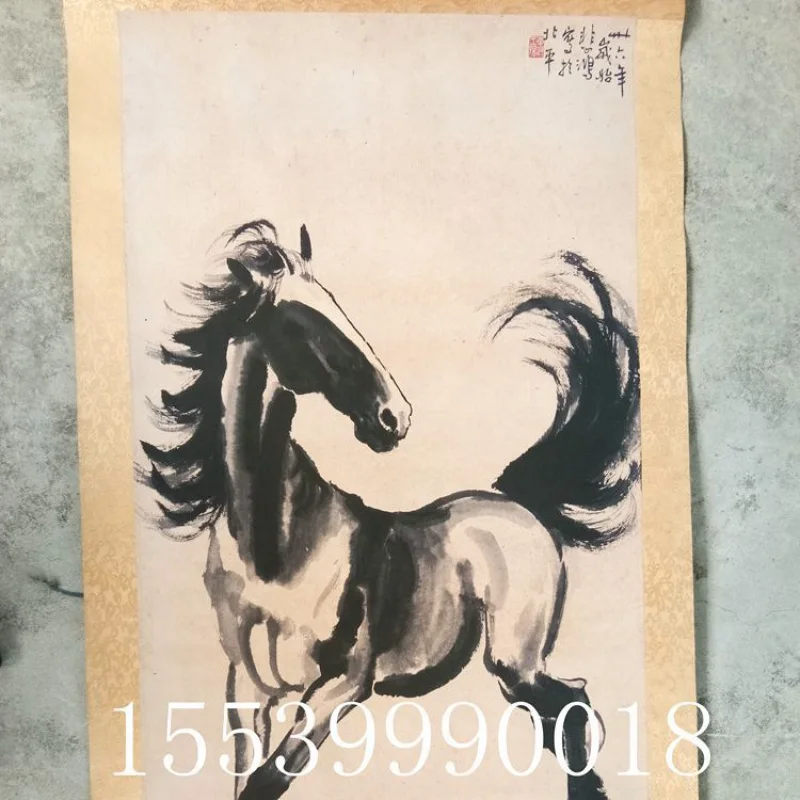 Antique Scroll Painting Old Xuan Paper High Imitation Antique Calligraphy and Painting Wholesale Xu Luhong [Running Horse] Paint