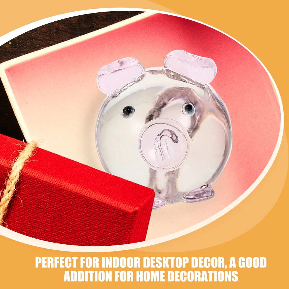 

2Pcs Crystal Glass Pig Statue Exquisite Craftsmanship Realistic Appearance Ideal for Desktop Accent Crystal Glass Pig