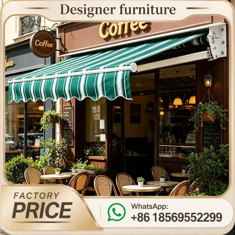 Heavy Duty Retractable Aluminum Alloy Awning Sun Shade Rain Shelter Canopy For Commercial Coffee Shop Balcony Outdoor Patio