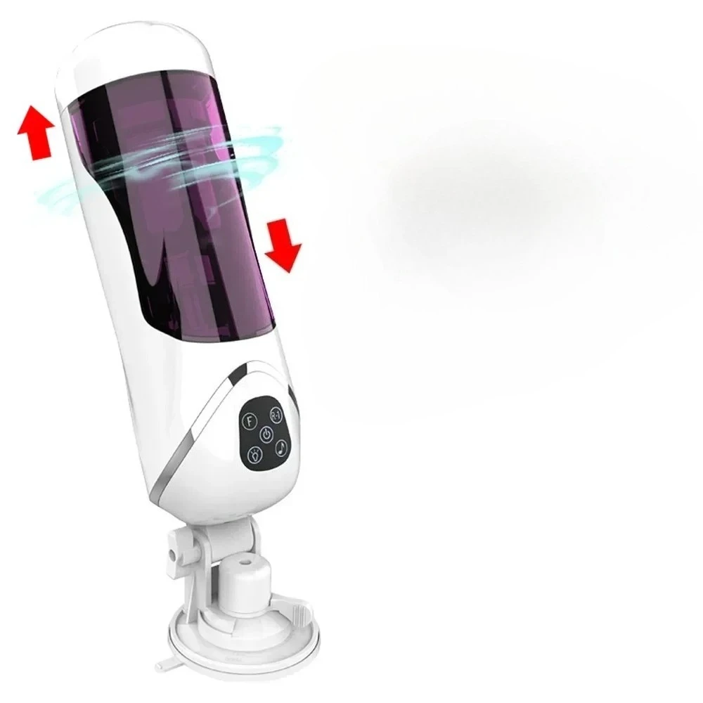 Adjustable Hands-free Masturbator Cup with Telescopic Rotation Male Masurbator Oral Sex Machine Pocket Pussy for Penis Sex Toy