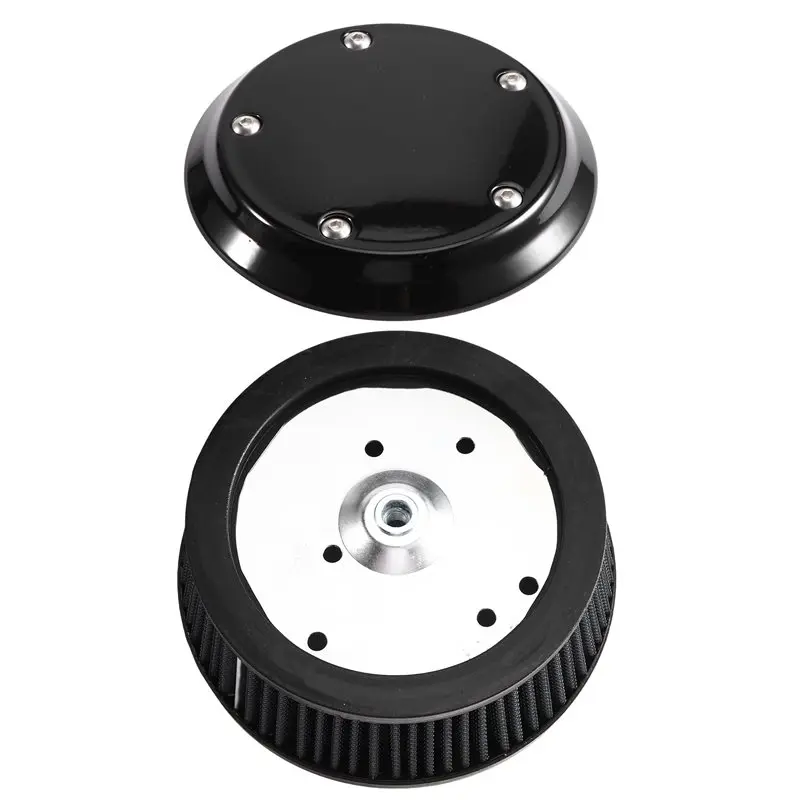 Motorcycle Black Air Cleaner Cove & 6 Hole Filter Element For Harley Dyna Softail Touring 1999-2016 Trike 08-16