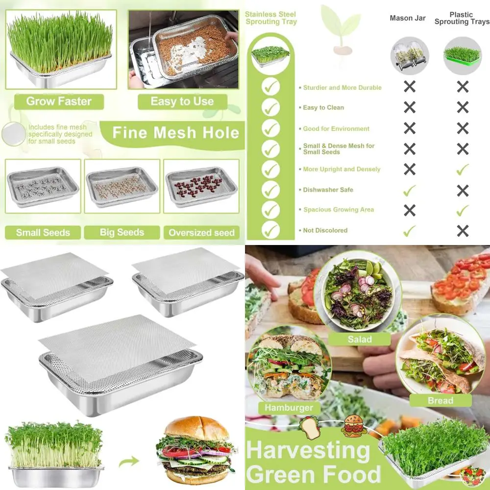 

Трехуровневая система для проращивания семян с 14 сетчатыми лотками для выращивания ростков, бобов и пшеничной травы