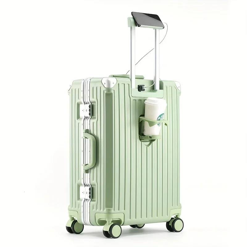 Multifunction Suitcase Luggage with USB Cup Holder Aluminum Frame Password Trolley Case 20/24/26/28 Inch Suitcase Trip Cabin