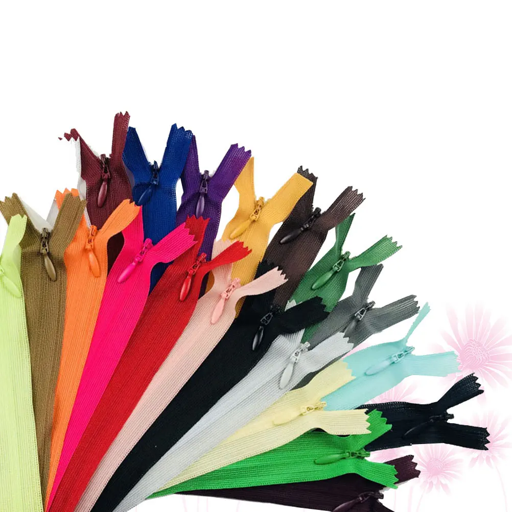 

50Pcs 60cm Nylon Conceal Zips Assorted Colors for Sewing Clothing Accessories Easy to Use Nylon Zippers Closed Zipper