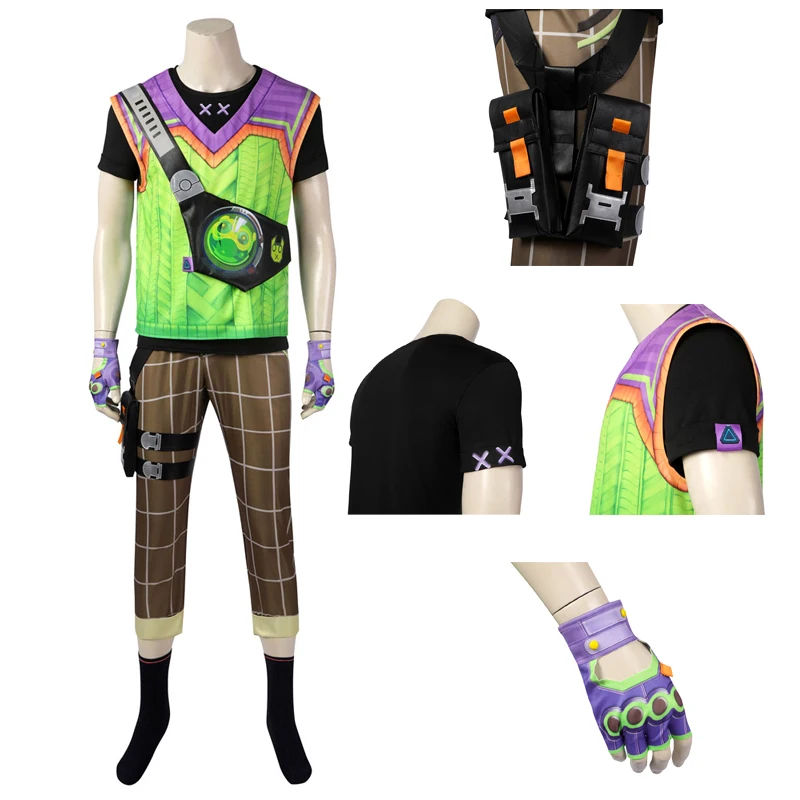 Hot Game VALORANT Gekko Agent Cosplay Halloween Carnival Costume Male Uniform Outfit With Cotta Vest Pants Gloves Accessories