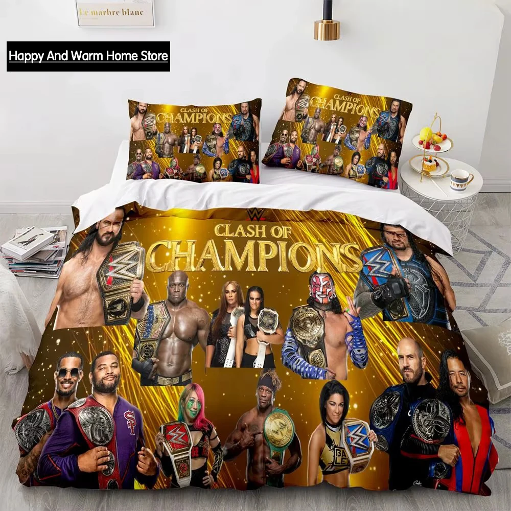 

Модный комплект постельного белья для борьбы с 3D принтом WWE RAW для мальчиков и девочек, Twin Queen, полноразмерный пододеяльник, наволочка, кровать для взрослых, спальня