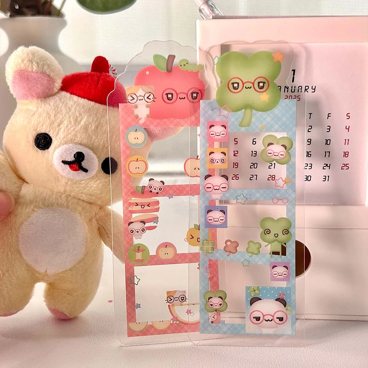 Cute Transparent Anime Bookmark PVC Cards 3 Inch Life Four Grid Scrapbook Polaroid Photo Album Decor