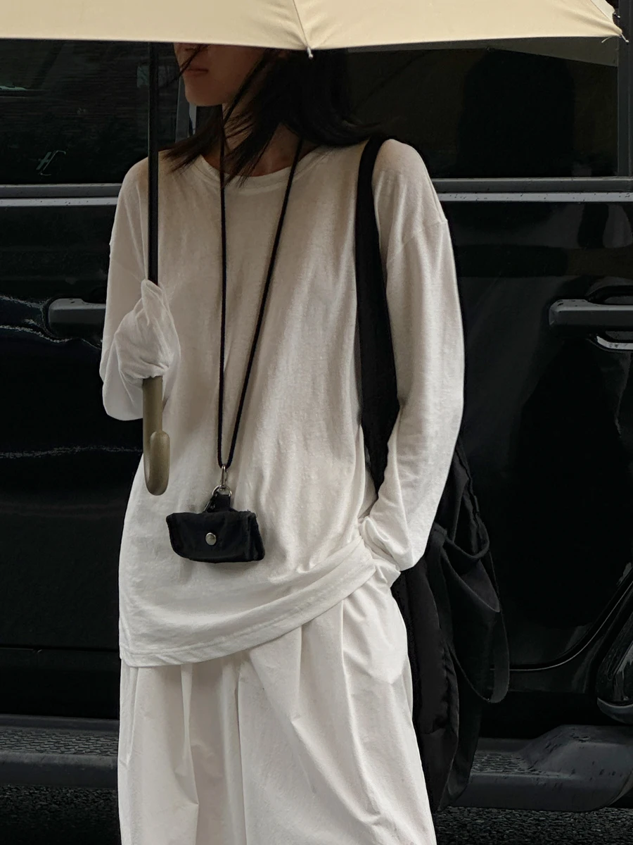 

Женский дышащий повседневный универсальный базовый пуловер-футболка MMCC из смесового хлопка и льна с круглым вырезом, модный