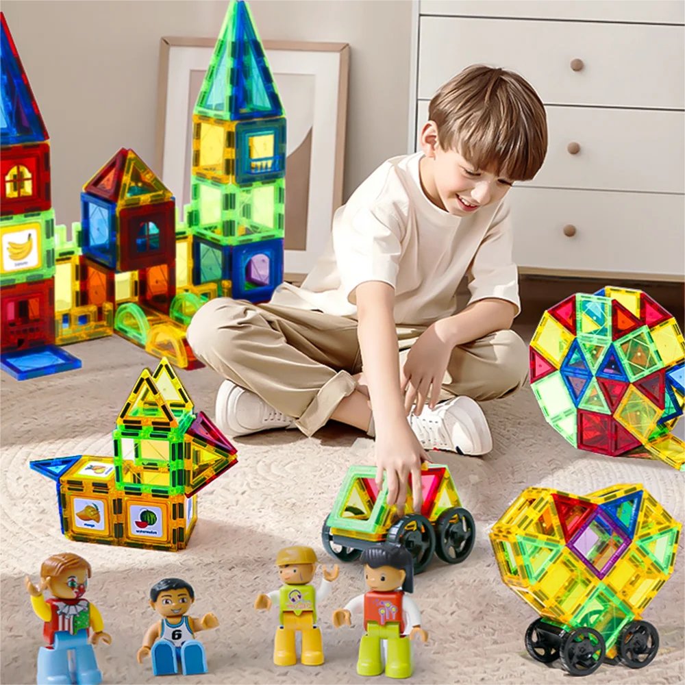 Factory plastic magnetic building block 3 year old children magnet toy + magnetic tile