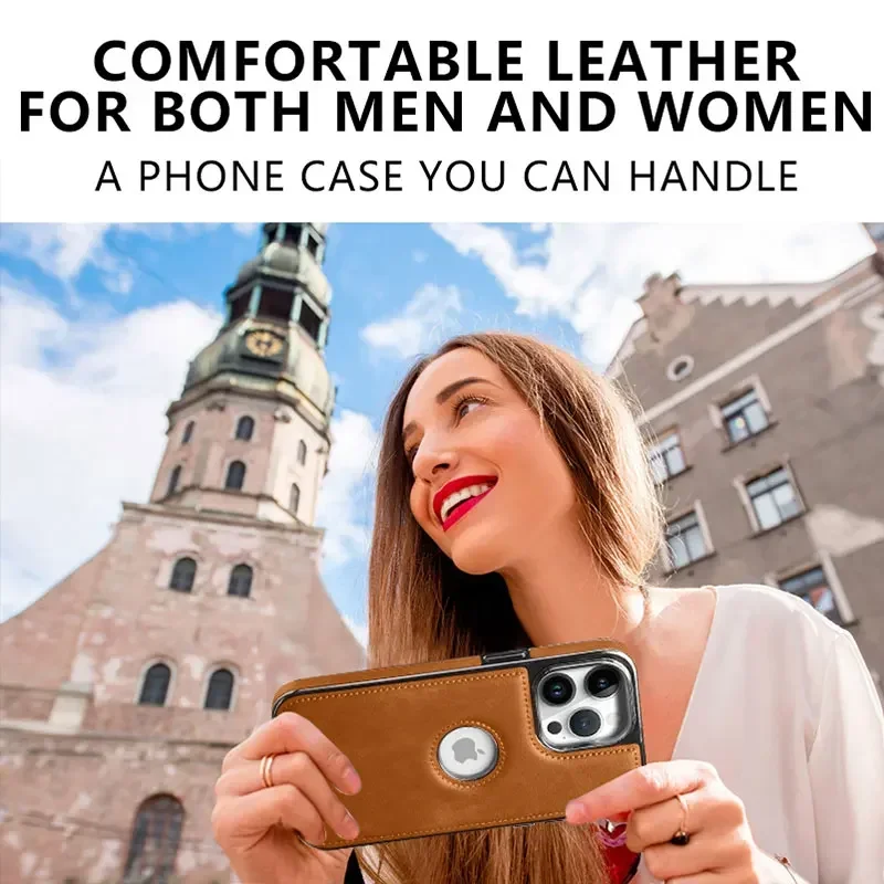 For iPhone 14 15 16 17 Pro Max 16 Puls Anti-Drop Magnetic Phone Case Magsafe Business Leather Phone Case for IPHON 16 17 ProMax