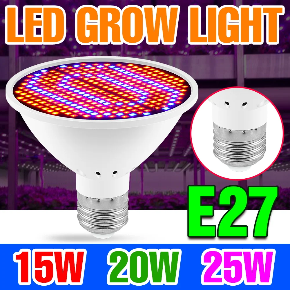 

25W LED Grow Light Bulb E27/E26 Full Spectrum Cultivation Lamp AC85-265V For Plant Indoor Vegetables Cactus Flower Fill Lighting