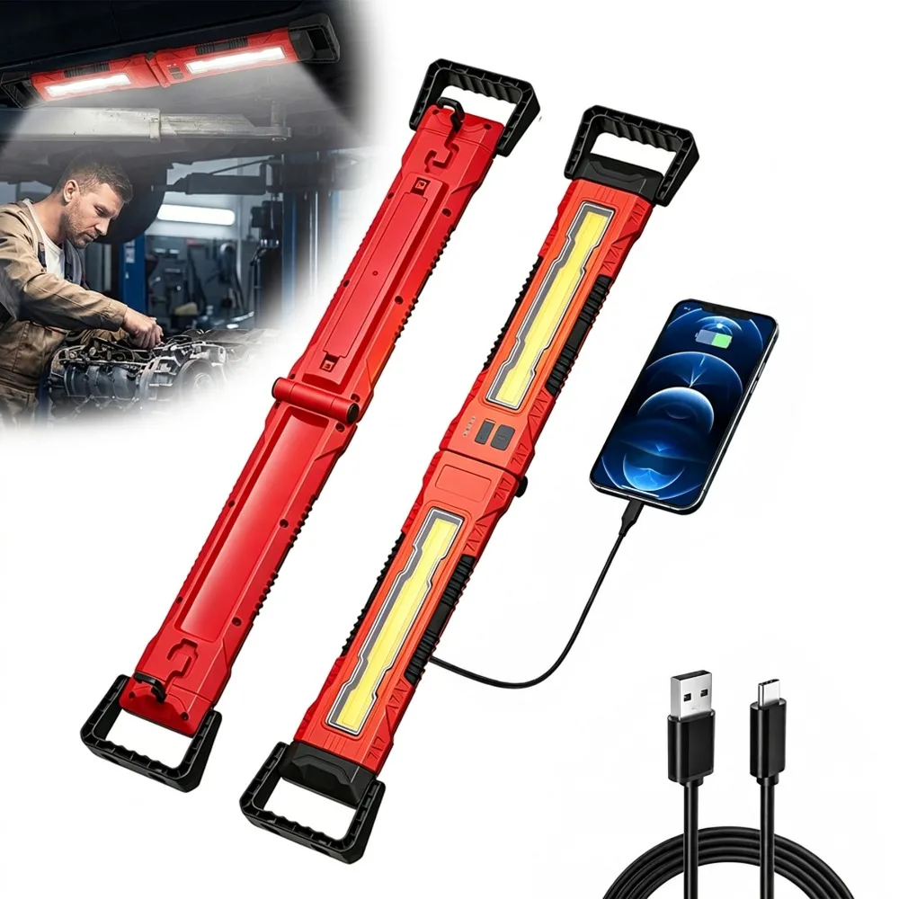 New COB Work Light USB Rechargeable Multifunctional Strip Lamp with Magnetic Hook for Vehicle Repair Outdoor Maintenance