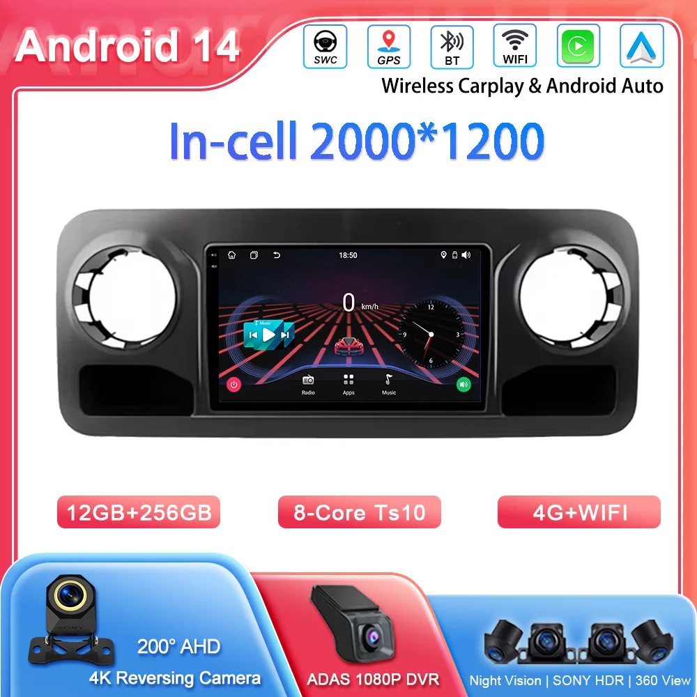

Android 14 Radio Stereo GPS Navigation For Mercedes Benz Sprinter Spinway W907 2018 -2021 Auto Multimedia Video Player Bluetooth