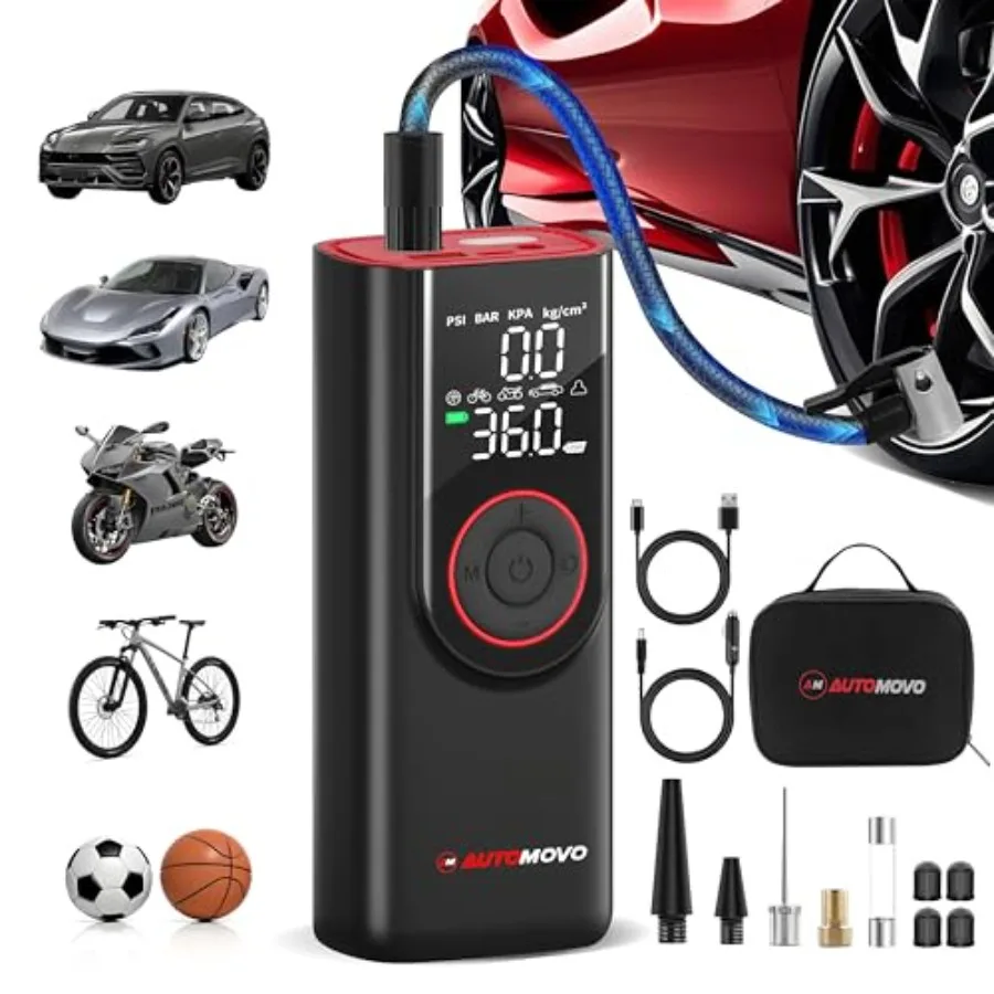 

Tire Inflator Portable Air Compressor-3X Faster Inflation 150PSI Air Pump for Car Tires with Digital Pressure Gauge/LED Light P