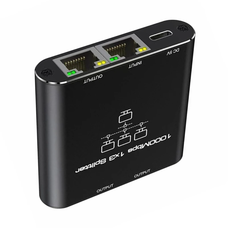 896F 3 Port Gigabit Networking Extender 1000Mbps Splitter untuk Internet Cepat dan Stabil