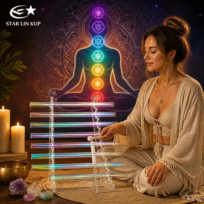 STAR LINKUP 432Hz Crystal Singing Bowl with Stand Sound Healing Meditation Chakra Balance Energy Therapy Tibetan Style 7