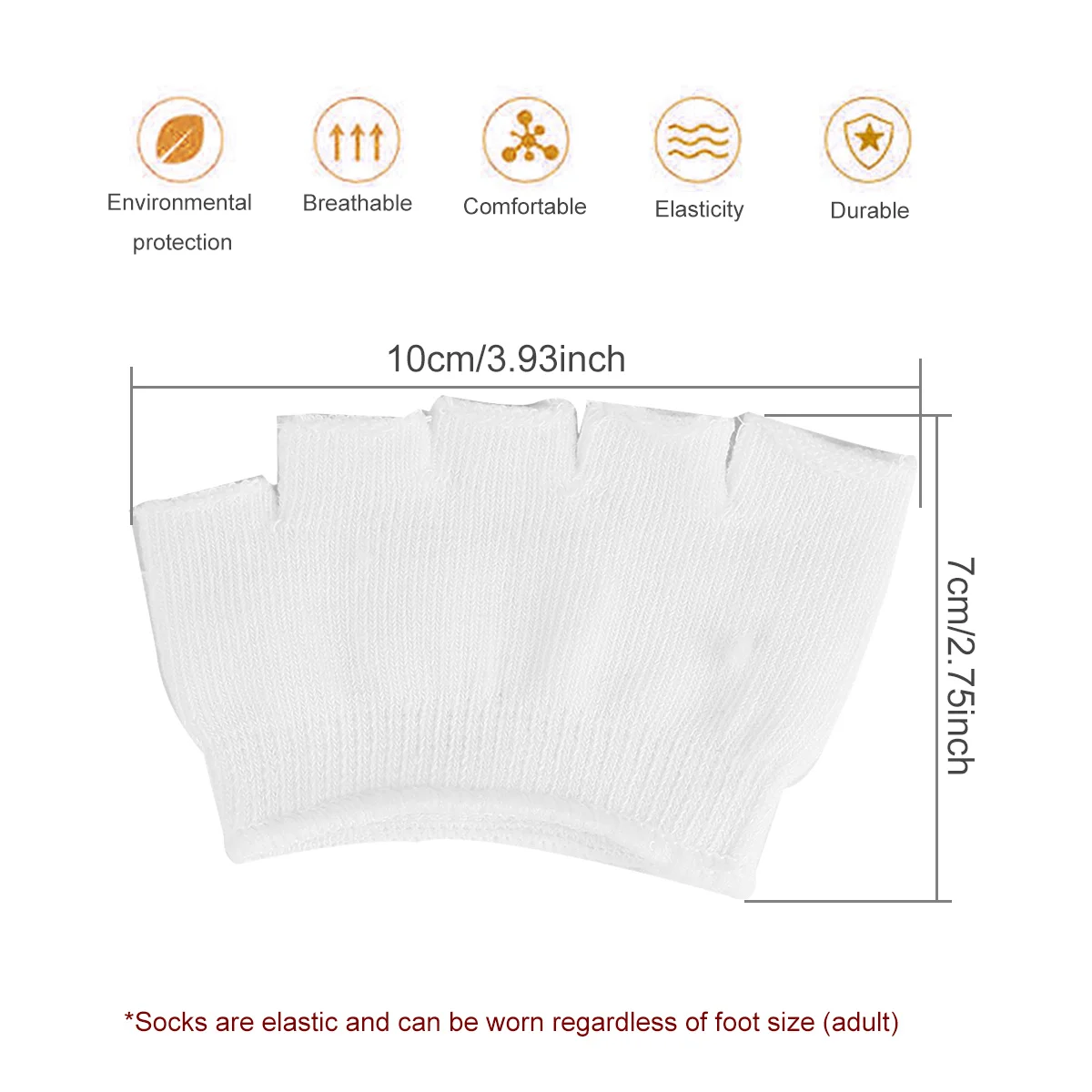 4 Pasang Kaos Kaki Setengah Kaki Katun Bernapas Model Peep Toe Tanpa Terlihat Lima Jari untuk Yoga Kebugaran Penyerap Keringat Penyangga Telapak Kaki Depan Putih