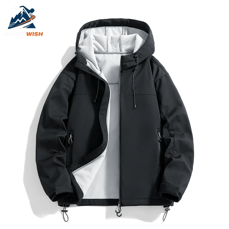 

MONEYWISH Мужская куртка Charge Soft Shell Спорт на открытом воздухе Ветрозащитное водонепроницаемое дышащее пальто с капюшоном Повседневная рабочая одежда Ветровка