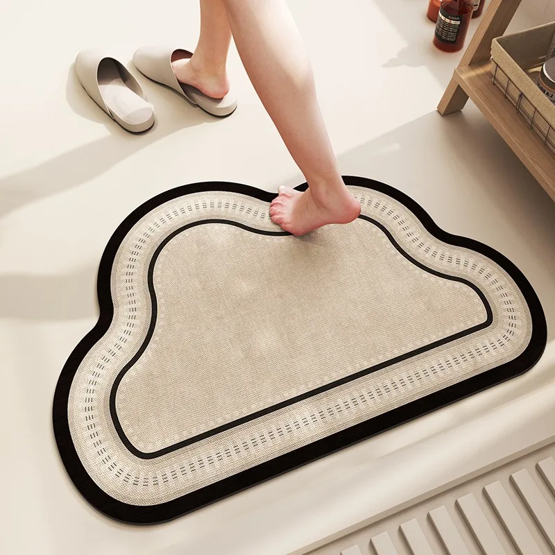 

Bathroom Floor Mat Cloud Shape Washroom Door Mats Shower Room Absorbent Quick-drying Carpet Diatom Mud Non-slip Anti-fall Rug