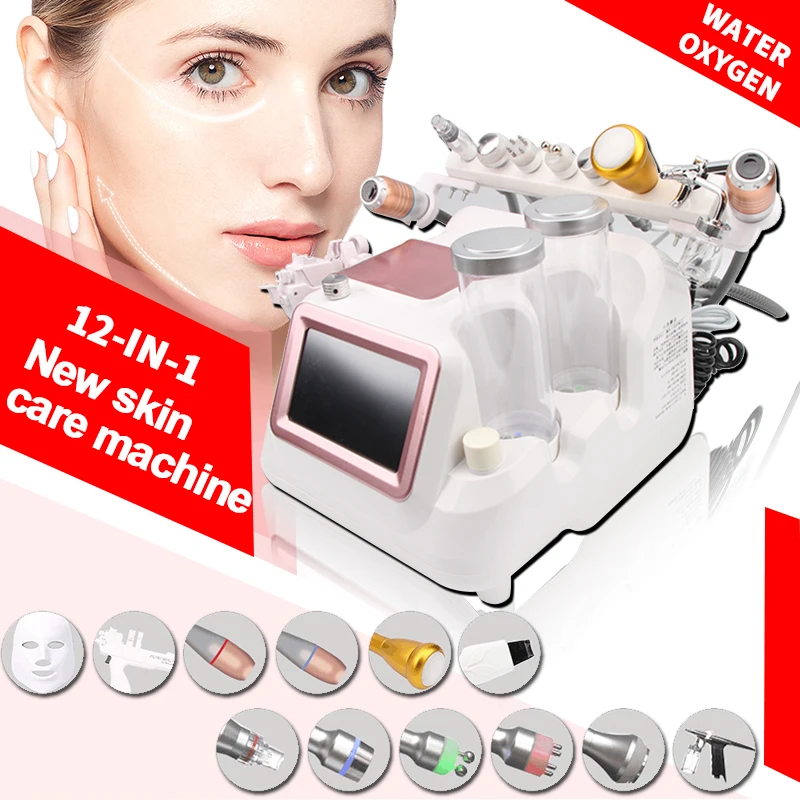 12 in 1 Ultra-Fine Hydrogen Oxygen Bubble Instrument Clean Hydroxide Dermabrasion Machine Line engraved Water Light Instrument