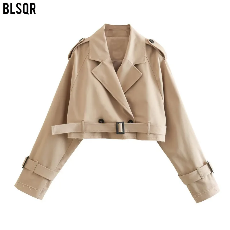 

Y2K2025 Spring New Style Women's Short Tailored Trench Coat With Belt Jacket B62529