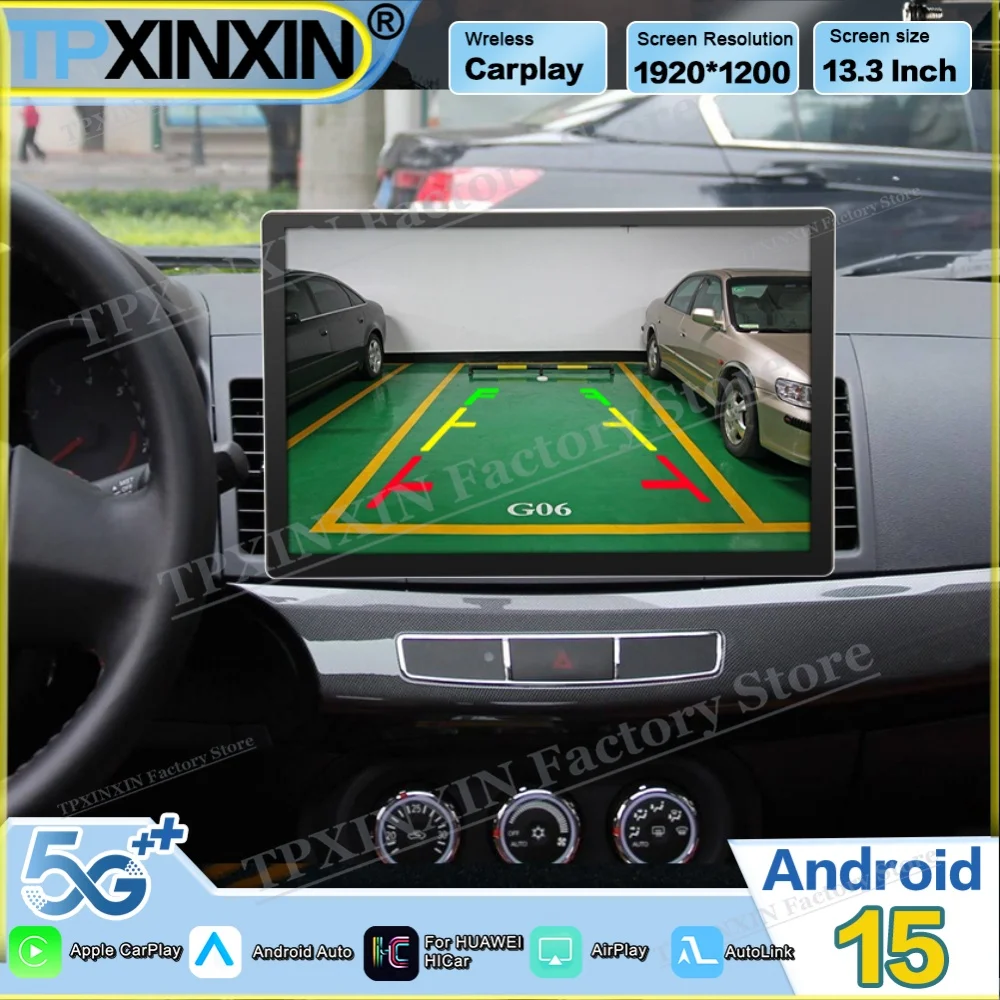

13,3-дюймовый HD-экран, автомобильное радио для Mitsubishi Lancer 2007 ~ 2015 Android, GPS-навигация, мультимедийный стереоприемник, головное устройство Carplay
