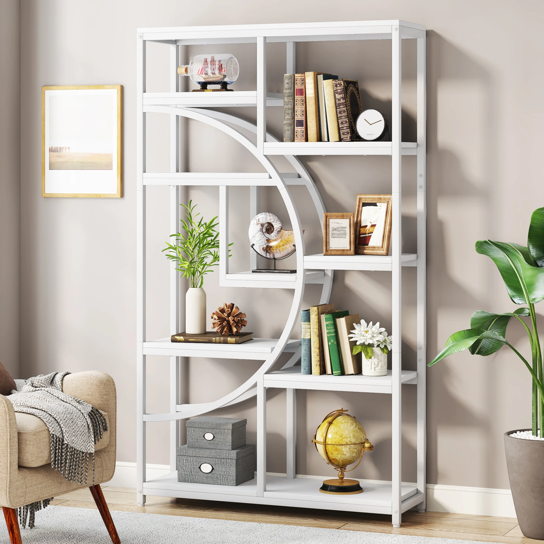 Tribesigns Bookshelf, Industrial 5 Tier Etagere Bookcase, Freestanding Tall Bookshelves Display Shelf Storage Organizer image 3
