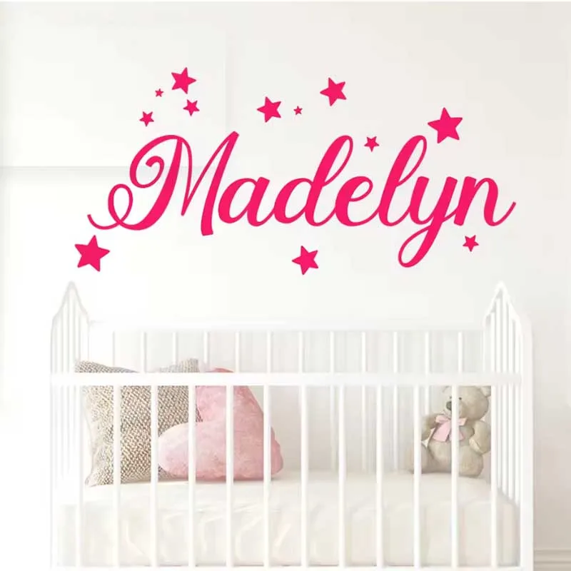 Star Kids Name Wall Stickers for Bedroom Decor Personalised Children Name Vinyl Decal Decorative Sticker for Boy Girl Baby Room