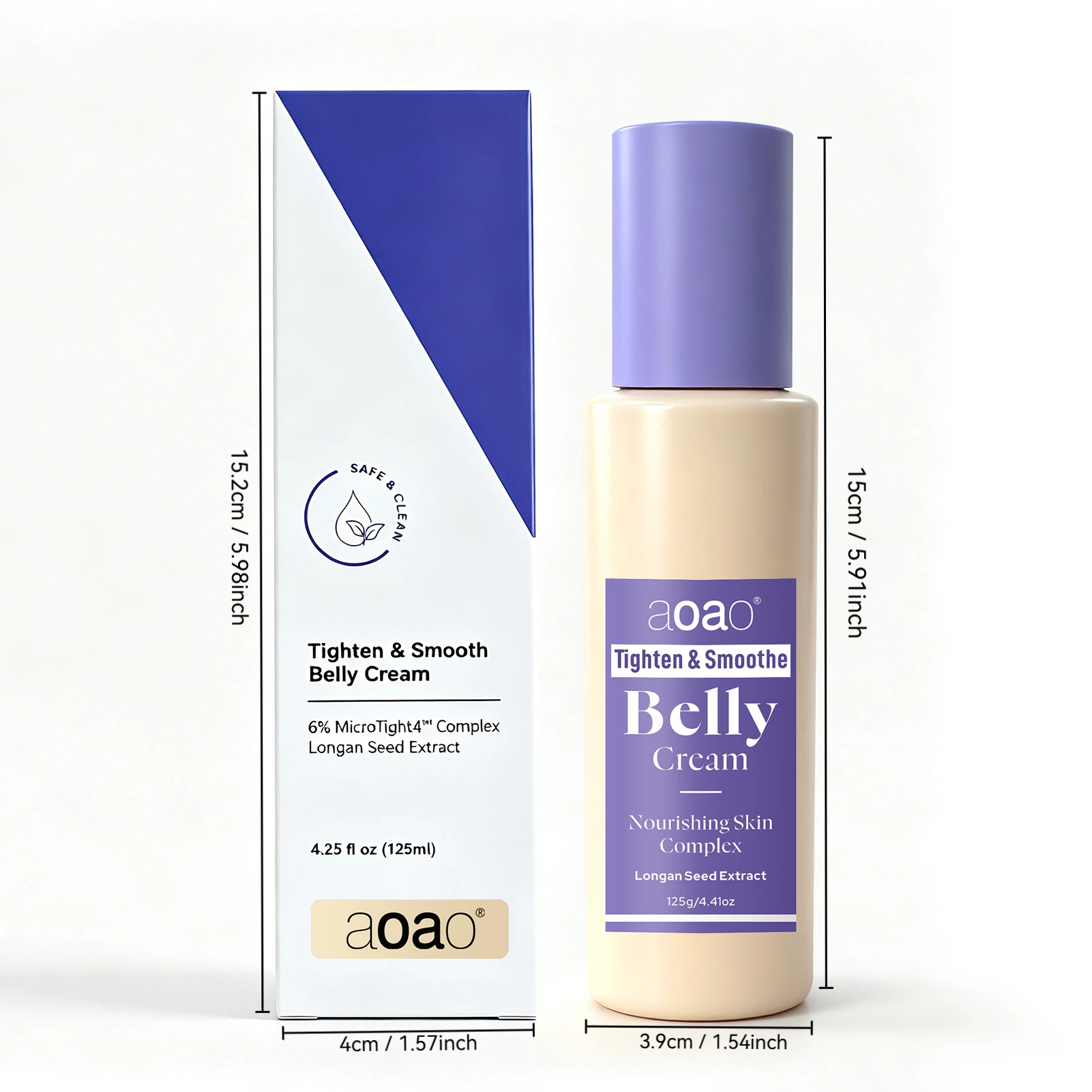 Belly Cream Nourishing Skin Complex Moisturizing Body Cream with Niacinamide Collagen Hyaluronic Acid for Abdomen Skin Care.