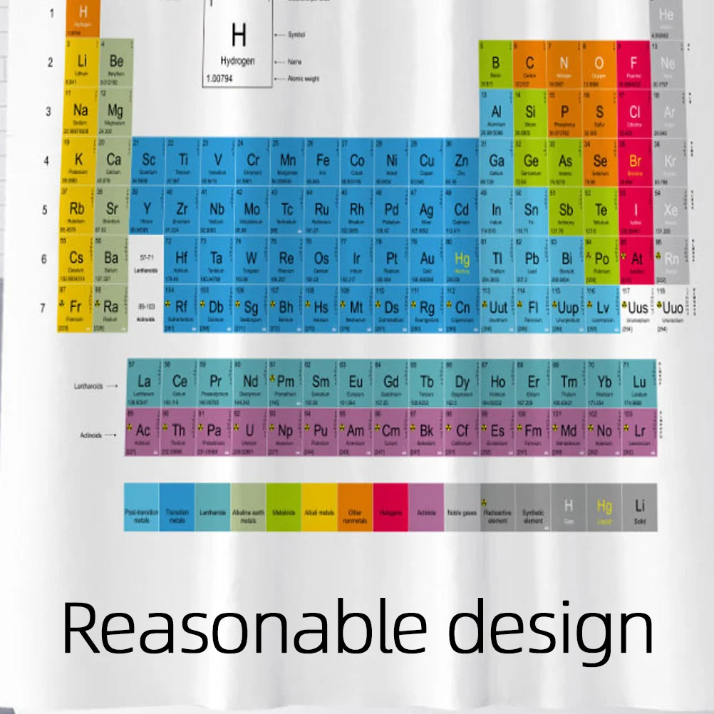 

Periodic Table Shower Curtain 150x180cm Waterproof Opaque Privacy Bath Curtains Creative Bathroom Decor Bath Curtain